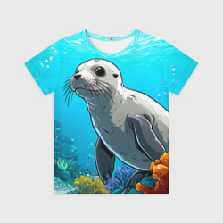 Детская футболка 3D Белый тюлень