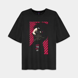 Женская футболка Oversize хлопок premium Синяя тюрьма Блю Лок Йоичи Исаги