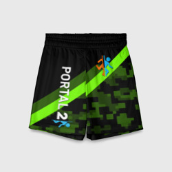 Детские спортивные шорты 3D Portal camo steel geometry