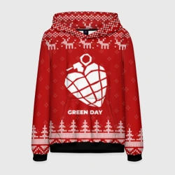 Мужская толстовка 3D Новогодний Green Day с оленями