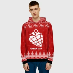 Мужская толстовка 3D Новогодний Green Day с оленями - фото 2