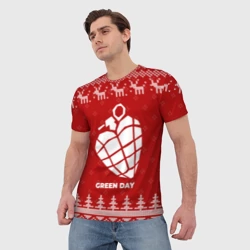 Мужская футболка 3D Новогодний Green Day с оленями - фото 2