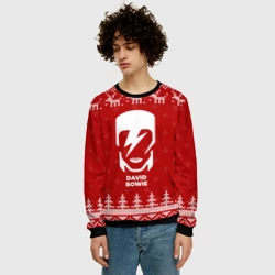Мужской свитшот 3D Новогодний David Bowie с оленями - фото 2