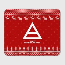 Прямоугольный коврик для мышки Новогодний Thirty Seconds to Mars с оленями