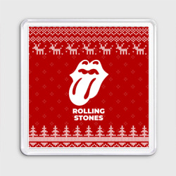 Магнит 55*55 Новогодний Rolling Stones с оленями