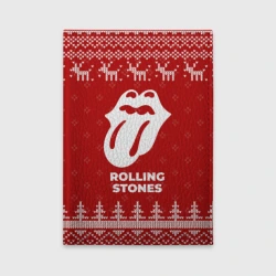 Обложка для автодокументов Новогодний Rolling Stones с оленями