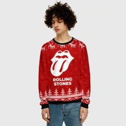 Мужской свитшот 3D Новогодний Rolling Stones с оленями - фото 2