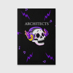 Обложка для паспорта матовая кожа Architects неоновый череп