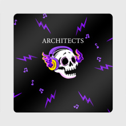 Магнит виниловый Квадрат Architects неоновый череп