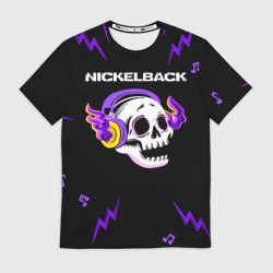 Мужская футболка 3D Nickelback неоновый череп
