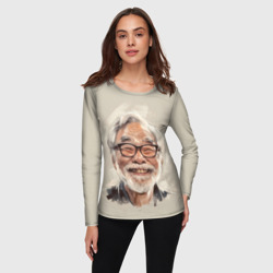 Женский лонгслив 3D Портрет Хаяо Миядзаки - фото 2