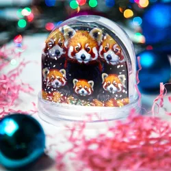 Игрушка Снежный шар Семья красных панд - фото 2