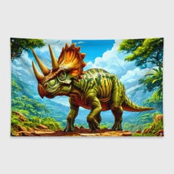 Флаг-баннер Трицератопс в джунглях