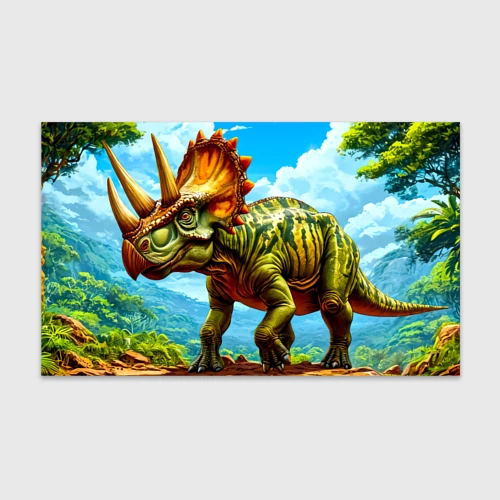 Бумага для упаковки 3D Трицератопс в джунглях