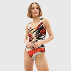 Женский купальник 3D Красный дракон в японском стиле ирезуми