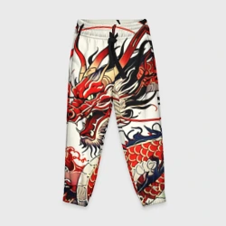 Детские брюки 3D Красный дракон в японском стиле ирезуми