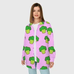 Женская рубашка oversize 3D Фиолетовый брокколи - фото 2