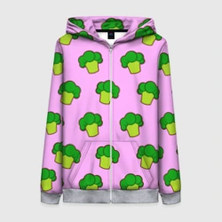 Женская толстовка 3D на молнии Фиолетовый брокколи