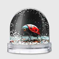 Игрушка Снежный шар Божья коровка на черном