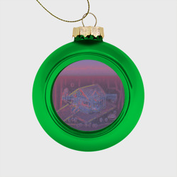 Ёлочный шар стеклянный/пластиковый Домик в лесу