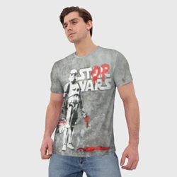 Мужская футболка 3D Banksy - stop wars - фото 2