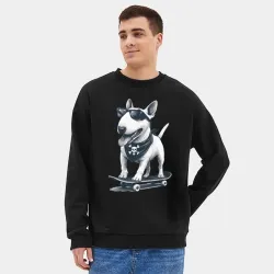 Мужской свитшот oversize без начеса хлопок Булли на скейтборде - фото 2