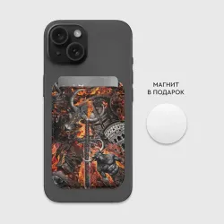 Картхолдер Magsafe магнитный Гладиатор и минотавр на фоне огня мечей и щитов - фото 2