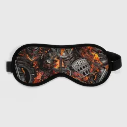 Маска для сна 3D Гладиатор и минотавр на фоне огня мечей и щитов