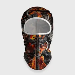 Балаклава 3D Гладиатор и минотавр на фоне огня мечей и щитов