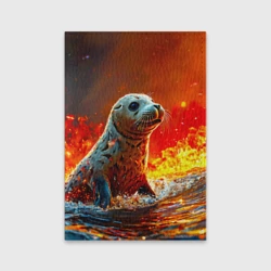 Обложка для паспорта матовая кожа Тюлень в огне