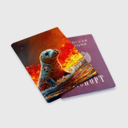 Обложка для паспорта матовая кожа Тюлень в огне - фото 2