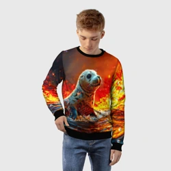 Детский свитшот 3D Тюлень в огне - фото 2
