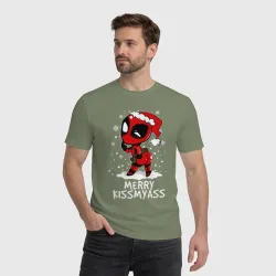 Мужская футболка хлопок Deadpool - merry kiss my ass - фото 2