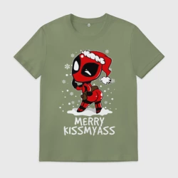 Мужская футболка хлопок Deadpool - merry kiss my ass