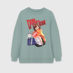 Женский свитшот oversize без начеса хлопок Момо Аясэ - турбо бабка