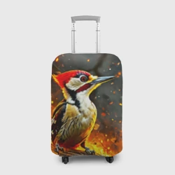 Чехол для чемодана 3D Дятел в огне