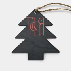 Игрушка деревянная Ёлочка Таня - красная надпись вязью