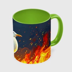 Кружка с полной запечаткой Чайка в огне