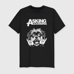 Мужская футболка хлопок Slim Asking Alexandria rock dog