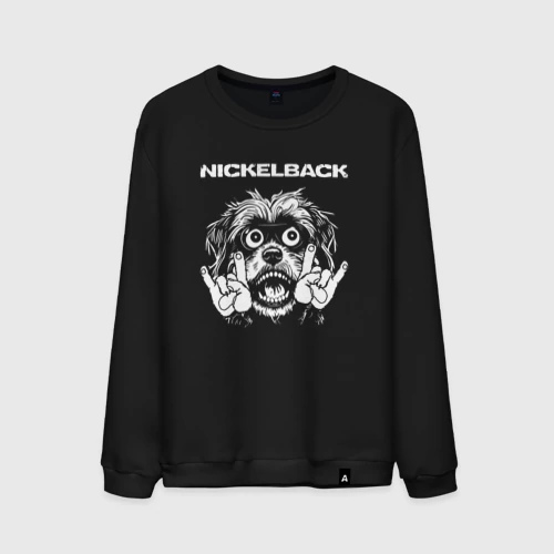 Мужской свитшот хлопок с принтом Nickelback rock dog, вид спереди #2