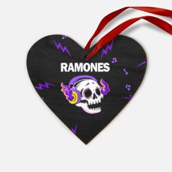 Деревянная игрушка Сердце Ramones неоновый череп