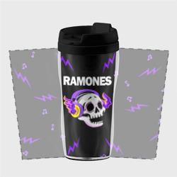 Термокружка-непроливайка Ramones неоновый череп - фото 2