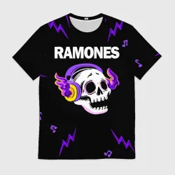 Мужская футболка 3D Ramones неоновый череп