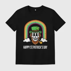 Мужская футболка хлопок Happy St Patrick's day - skull