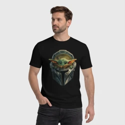 Мужская футболка хлопок Малыш Грогу в шлеме Мандалорец - фото 2