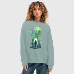 Женский свитшот oversize без начеса хлопок Сяомао силуэт - Монолог фармацевта - фото 2