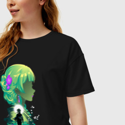 Женская футболка хлопок Oversize Сяомао силуэт - Монолог фармацевта - фото 2