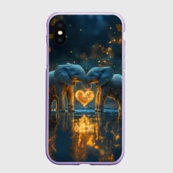 Чехол для iPhone XS Max матовый Влюбленные слоны
