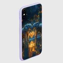 Чехол для iPhone XS Max матовый Влюбленные слоны - фото 2