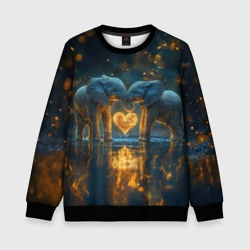 Детский свитшот 3D Влюбленные слоны